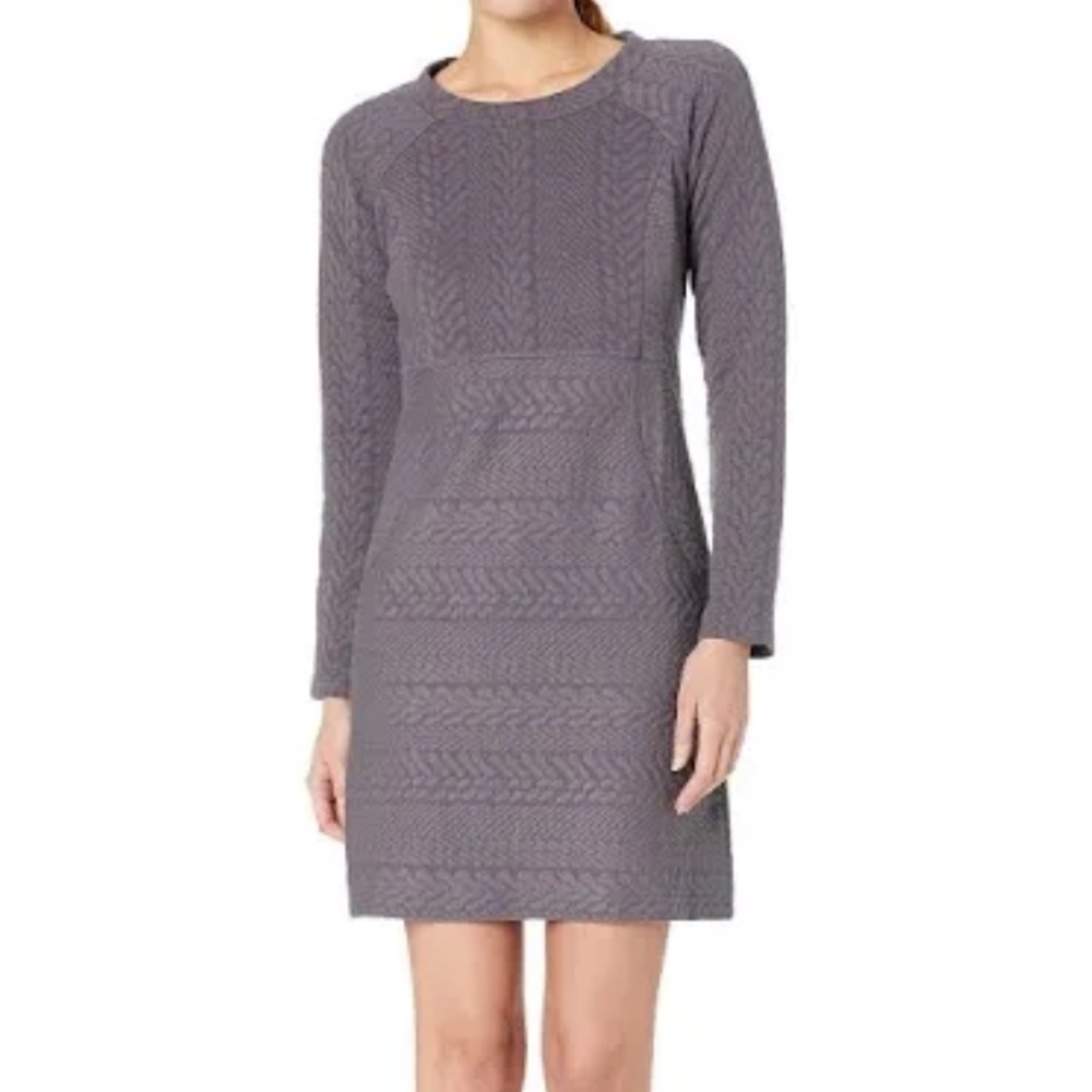 Prana Macee Textured Jacquard Cable Knit Long Sleeve Dress - light purple